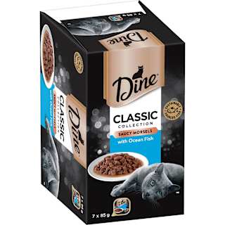 Dine Saucy Morsels Wet Cat Food Ocean Fish Tray