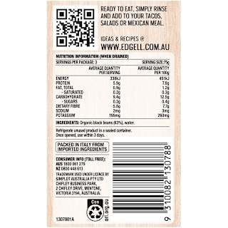 Edgell Organic No Added Salt Black Beans