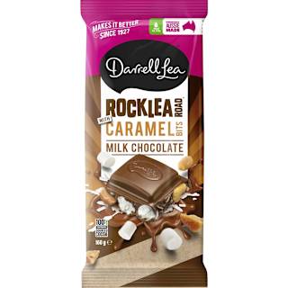 Darrell Lea Rocklea Road Milk Choc With Caramel Bits Block