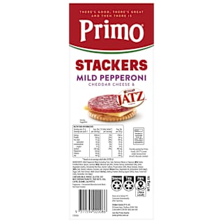 Primo Stackers Pepperoni with Jatz Crackers and Cheddar Cheese