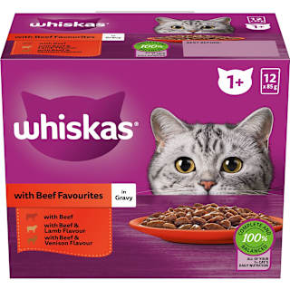 Whiskas 1+ Years Wet Cat Food Favourites Beef In Gravy Pouch