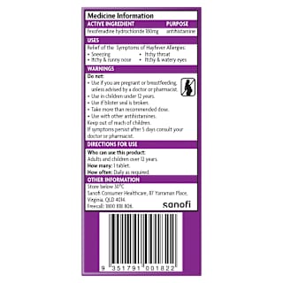 Telfast Allergy Medication 180Mg Tablets
