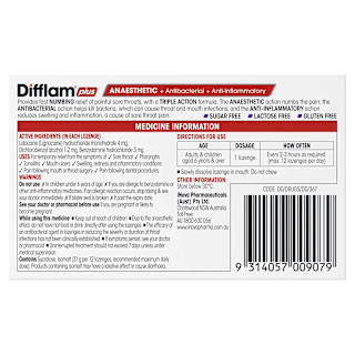 Difflam Plus Anaesthetic Sore Throat Lozenges Blackcurrant Flavour