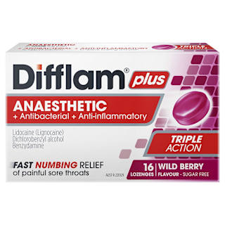 Difflam Plus Sore Throat Lozenges + Anaesthetic Blackcurrant