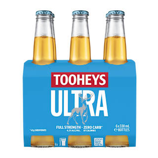 Tooheys Ultra Zero Carb Bottle 330mL 6 Pack