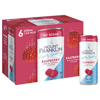 Mount Franklin Lightly Sparkling Water Raspberry Multipack Mini Cans