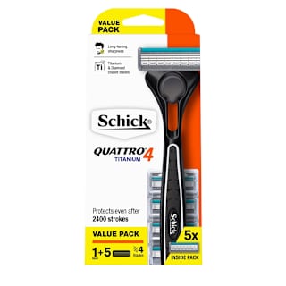Schick Quattro Titanium Disposable Razor System 4 Kit+5 Value Pack