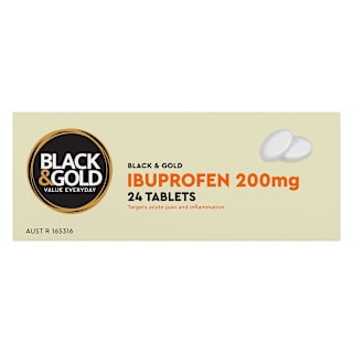 Black & Gold Ibuprofen Tablets