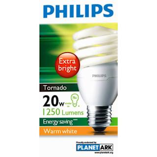Philips CFL Tornado Warm White Globe 20W ES Base