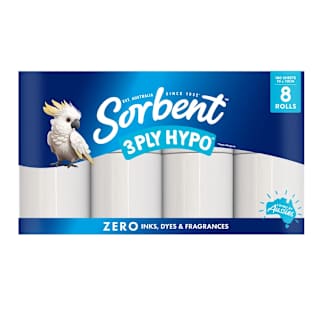 Sorbent 3 Ply Hypo-Allergenic Toilet Tissue Rolls