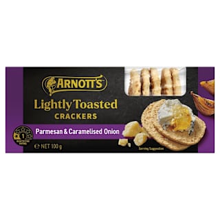 Arnott's Gold Label Lightly Toasted Crackers Parmesan Caramelised Onion