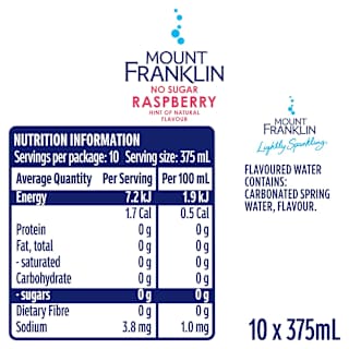 Mount Franklin Lightly Sparkling Water Raspberry, Multipack Cans 