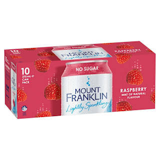 Mount Franklin Lightly Sparkling Water Raspberry, Multipack Cans 