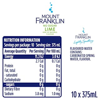 Mount Franklin Lightly Sparkling Water Lime, Multipack Cans