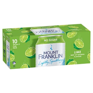 Mount Franklin Lightly Sparkling Water Lime, Multipack Cans