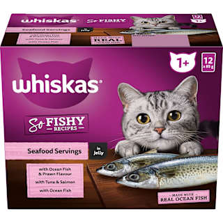 Whiskas So Fishy Recipes Wet Cat Food Seafood Servings in Jelly