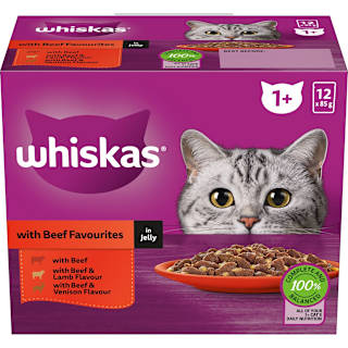 Whiskas 1+ Years Favourites With Beef In Jelly Wet Cat Food Pouch