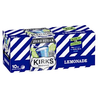Kirks Sugar Free Lemonade Multipack 375ml Cans Soft Drink