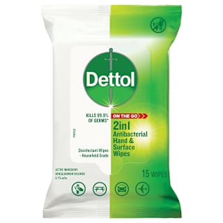 Dettol 2 in 1 Hands and Surfaces Antibacterial Wipes