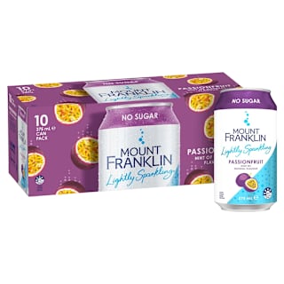 Mount Franklin Lightly Sparkling Water Passionfruit, Multipack Cans
