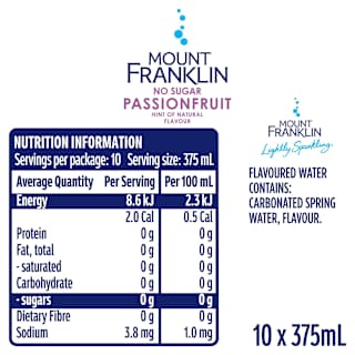Mount Franklin Lightly Sparkling Water Passionfruit, Multipack Cans