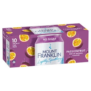 Mount Franklin Lightly Sparkling Water Passionfruit, Multipack Cans