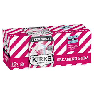 Kirks Sugar Free Creaming Soda Multipack Cans Soft Drink 375mL