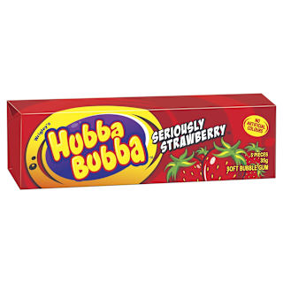 Hubba Bubba Seriously Strawberry Bubble Gum Chunk 5 Piece