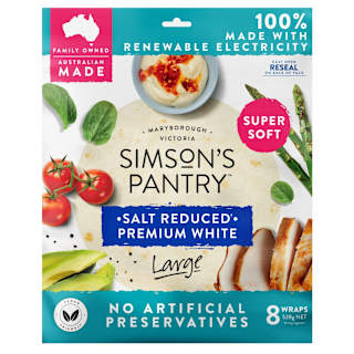 Simson's Pantry Wraps No Artificial Preservatives Premium White Large Wraps