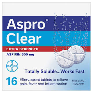 Aspro Clear Extra Strength Pain Relief Aspirin 16 Soluble Effervescent Tablets