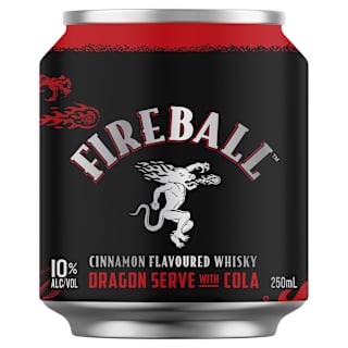 Fireball Cinnamon Whiskey & Cola Dragon Serve 10% ABV Can 250mL