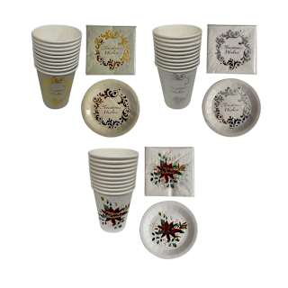 Korbond Christmas Premium Foil Disposable Tableware Sets