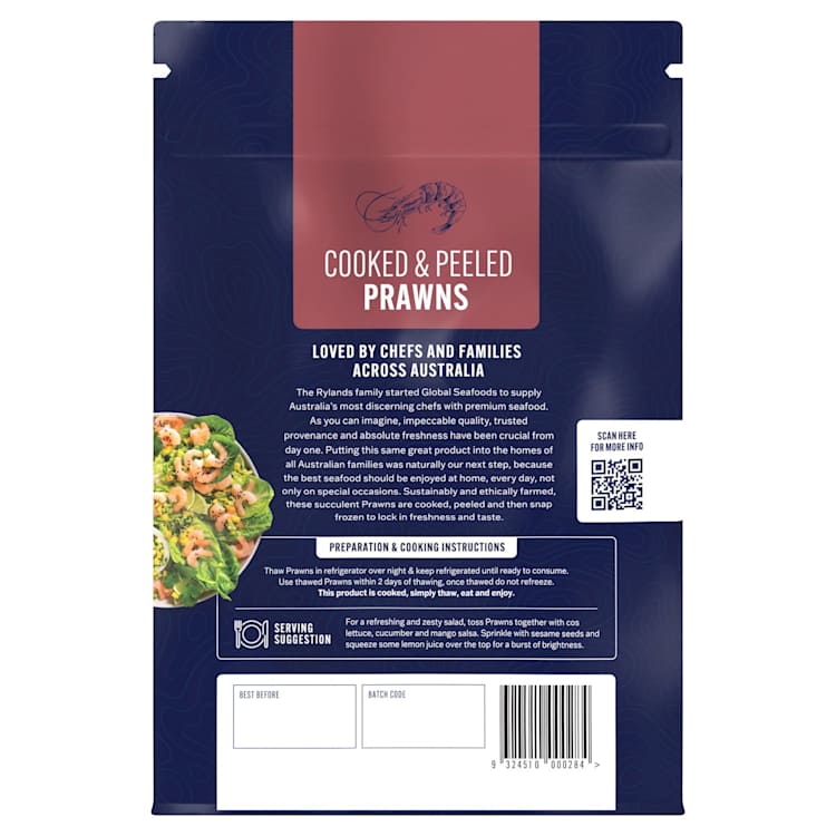 Global Seafoods Gourmet Ready Prawns Cooked & Peeled