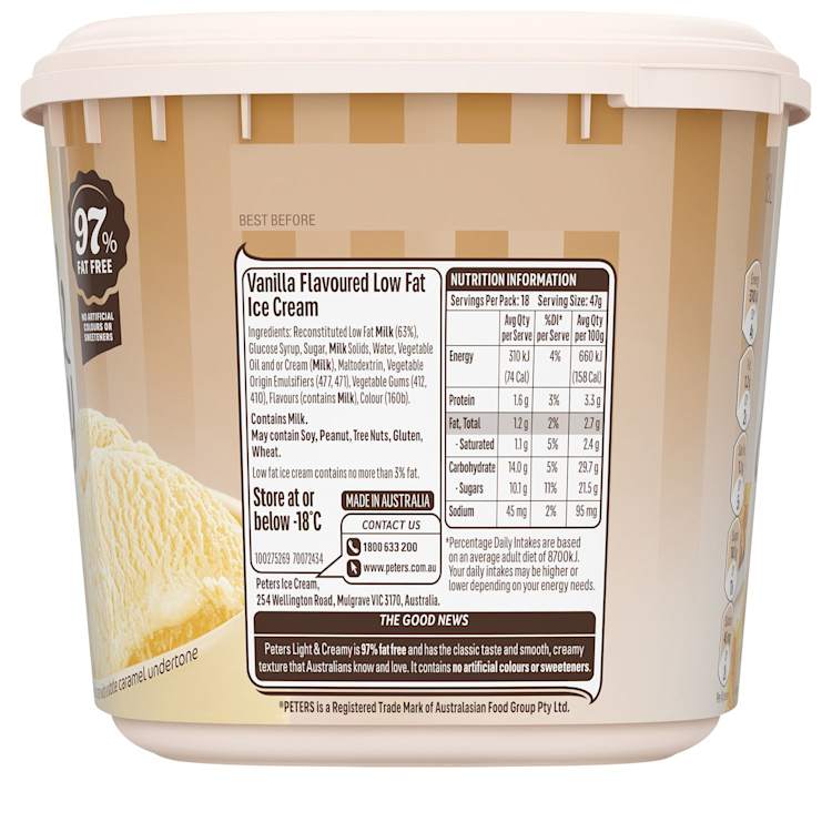 Peters Light & Creamy French Vanilla Ice Cream