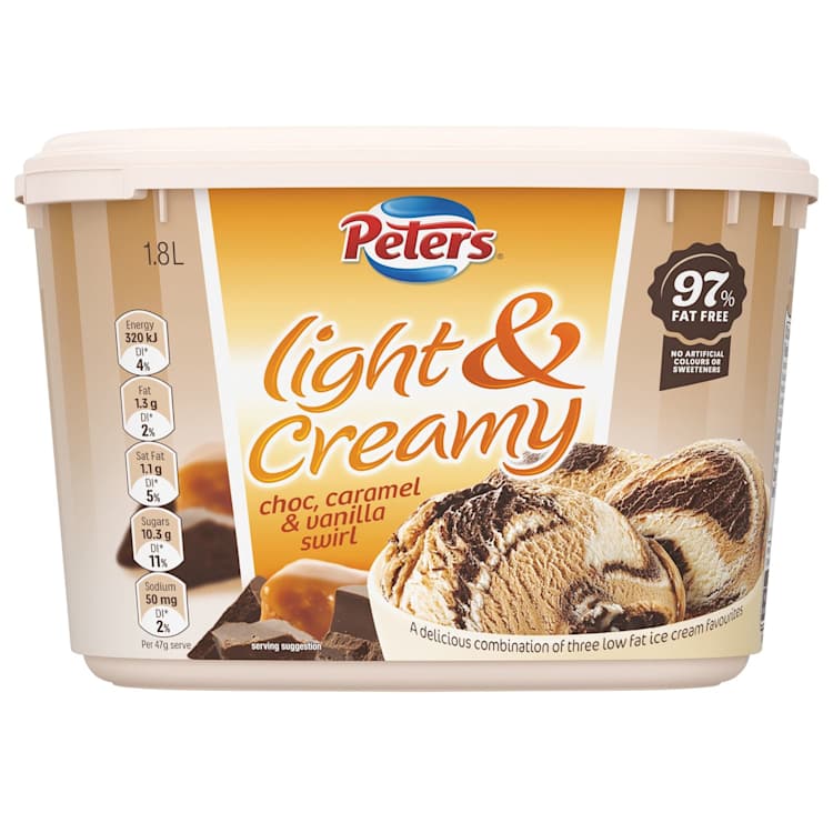 Peters Light & Creamy Choc Caramel & Vanilla Swirl Ice Cream