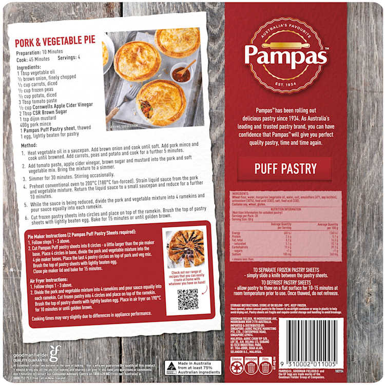 Pampas Puff Pastry 6 Sheets