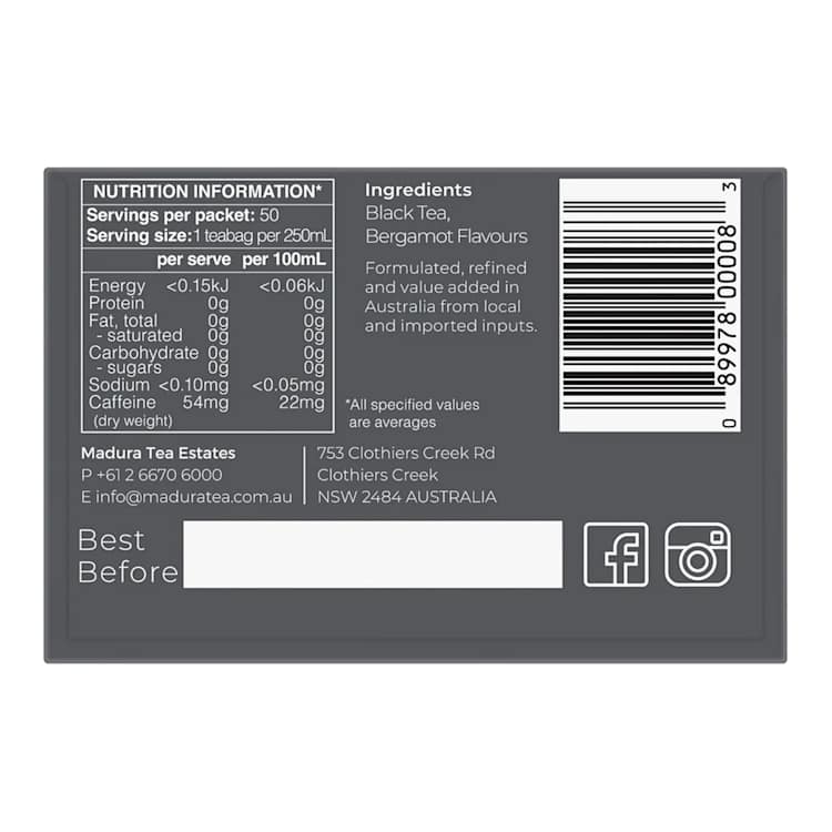 Madura Earl Grey Tea Bags