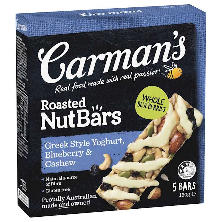 Carman's Roasted Nut Bars Greek Style Yoghurt Blueberry