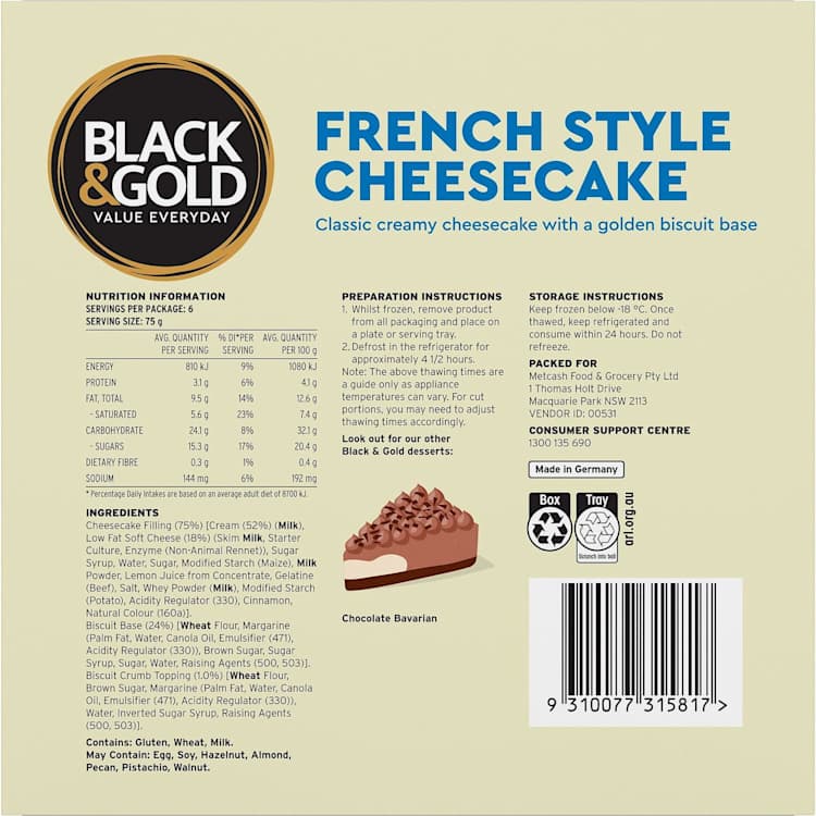 Black & Gold French Style Cheesecake