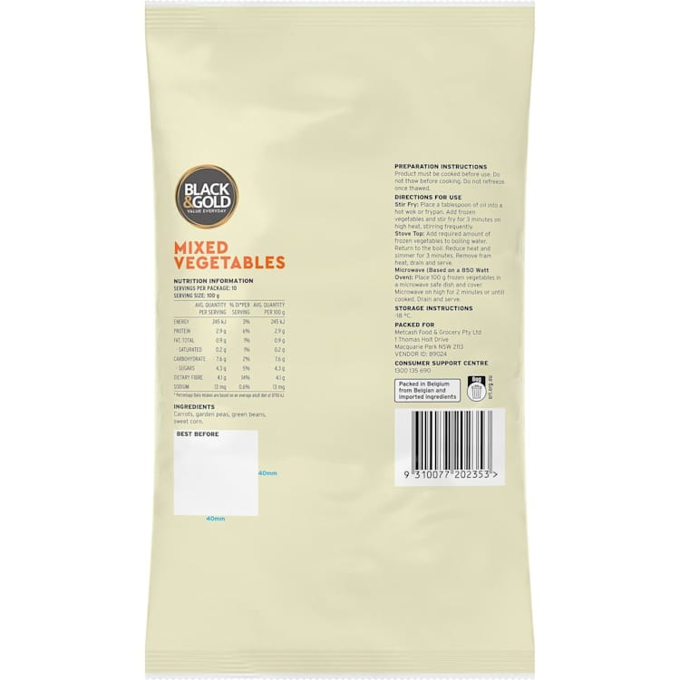 Black & Gold Mixed Vegetables