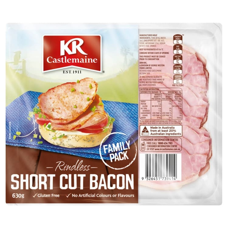 KR Castlemaine Rindless Short Cut Bacon
