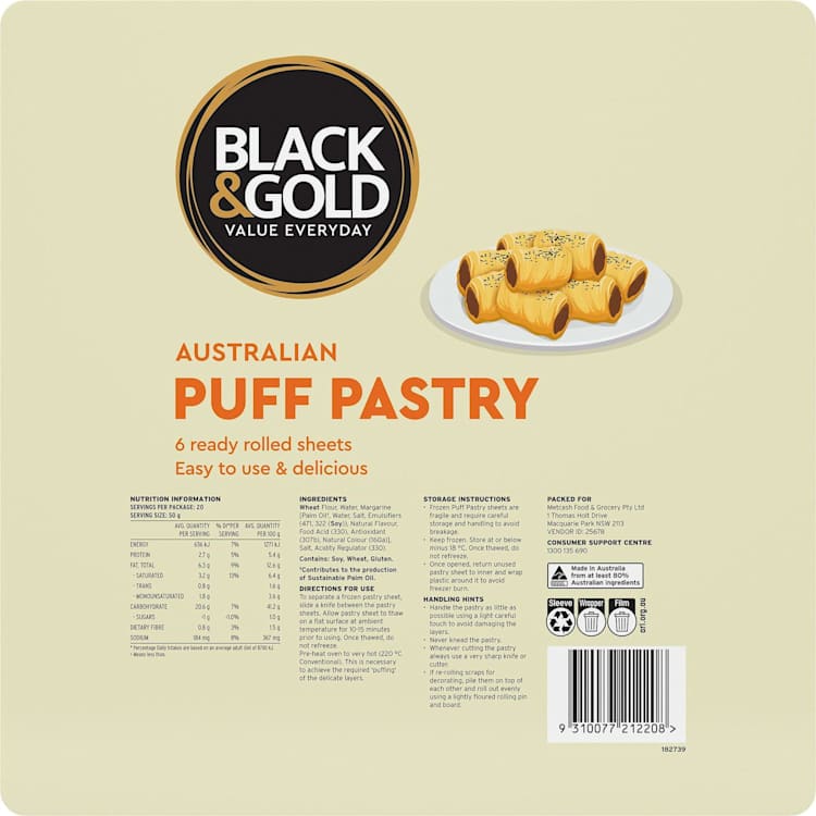 Black & Gold Puff Pastry Sheets
