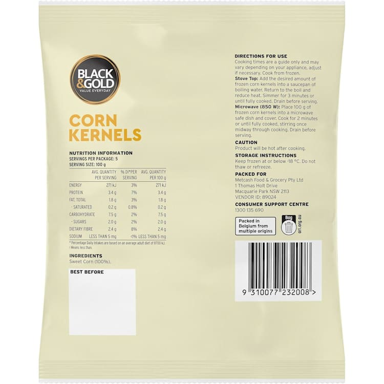 Black & Gold Corn Kernels