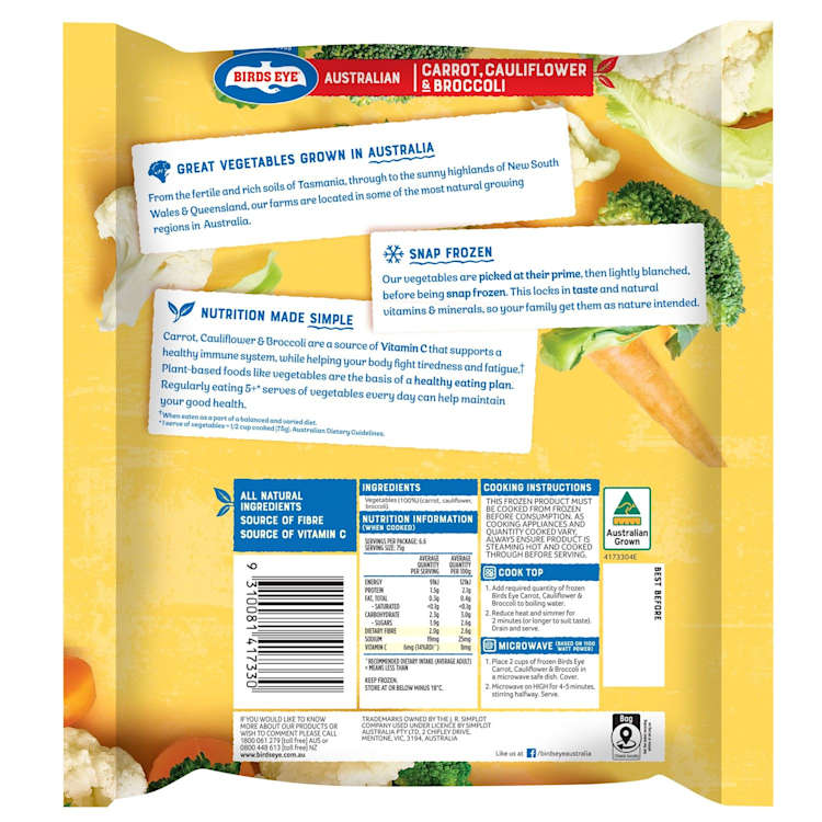 Birds Eye Country Harvest Frozen Carrot, Cauliflower & Broccoli