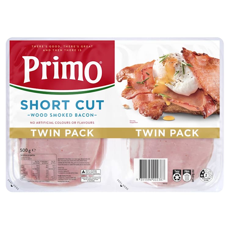Primo Rindless Short Cut Bacon Twin Pack