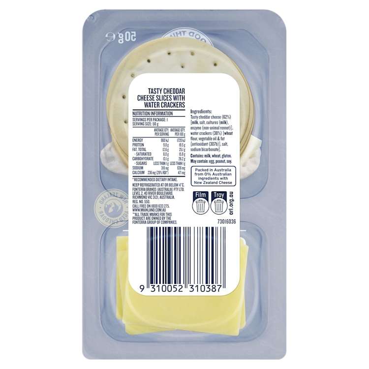 Mainland Tasty Cheddar Cheese with Water Crackers