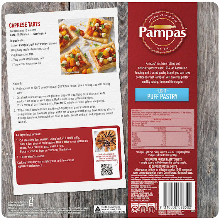 Pampas Puff Pastry Reduced Fat