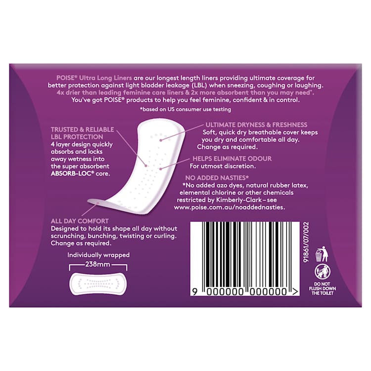 Poise Ultra Long Liners Fragrance Free