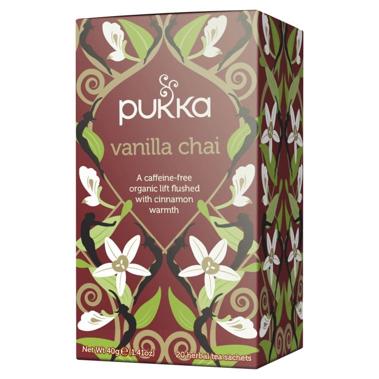 Pukka Herbs Vanilla Chai Herbal Tea Bags Organic & Fair Cinnamon Bark and Cardamom Seed