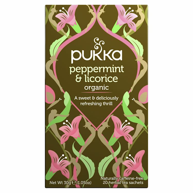 Pukka Herbs Peppermint & Licorice Herbal Tea Bags Organic & Fair Peppermint Leaf and Licorice